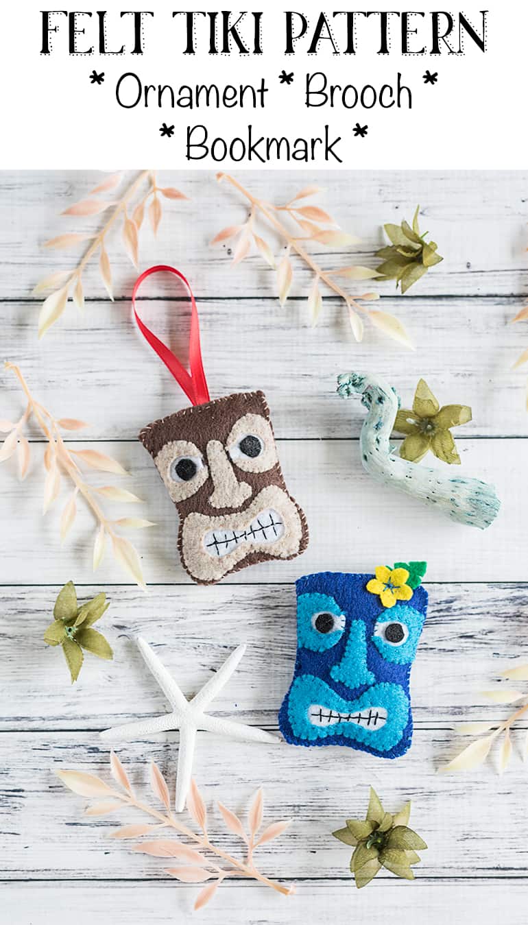 Felt TIki Ornament Brooch and Bookmark Tutorial and Pattern