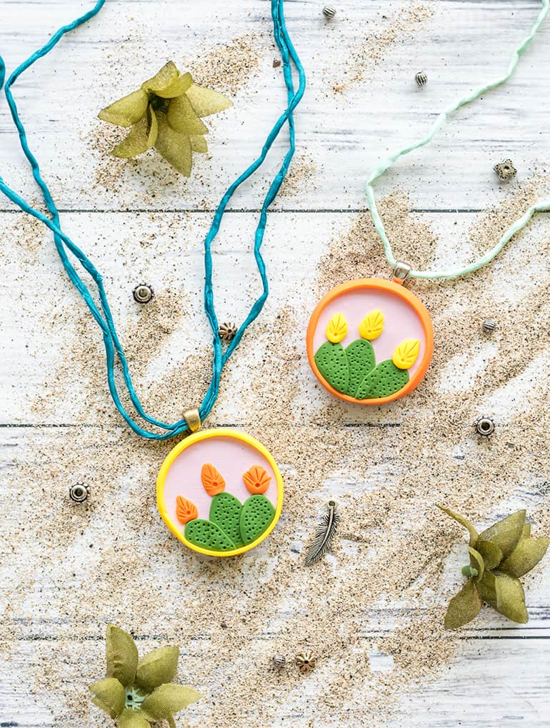 DIY Cactus Necklace with Polymer Clay