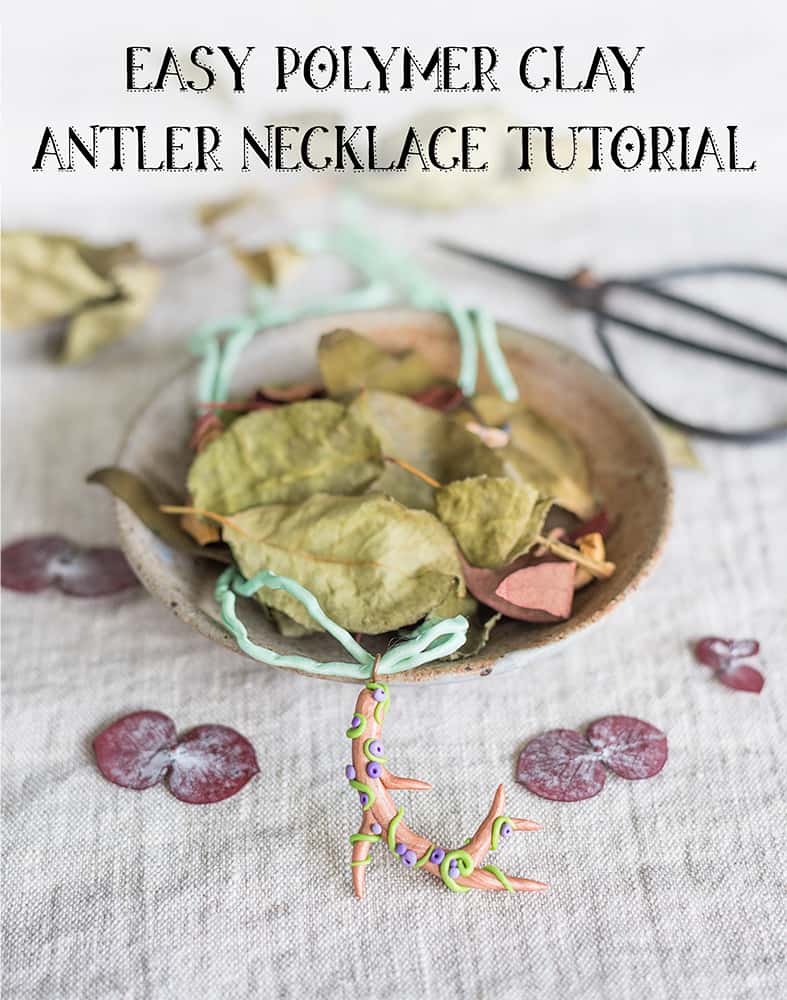 Easy Polymer Clay Antler Necklace Tutorial