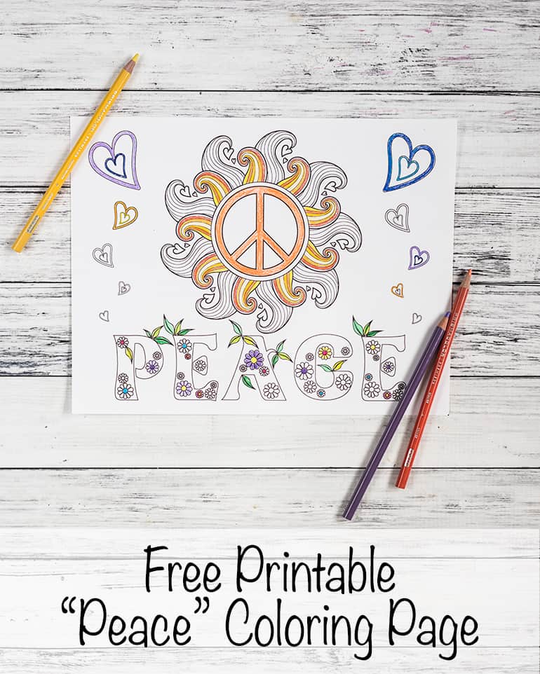 free printable peace coloring page