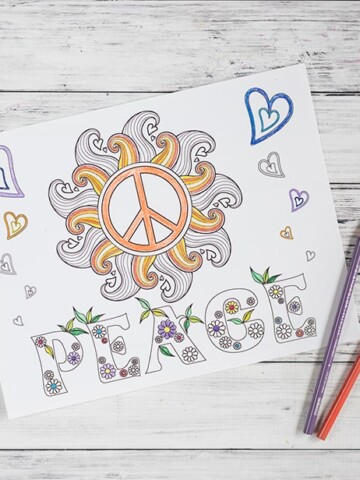 hypnobabies-inspired peace coloring page free printable