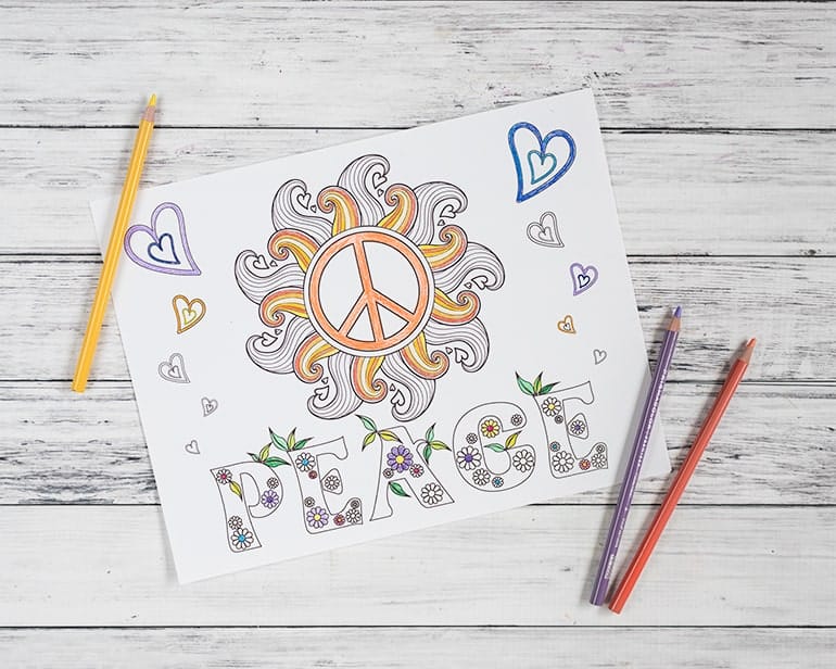 hypnobabies-inspired peace coloring page free printable