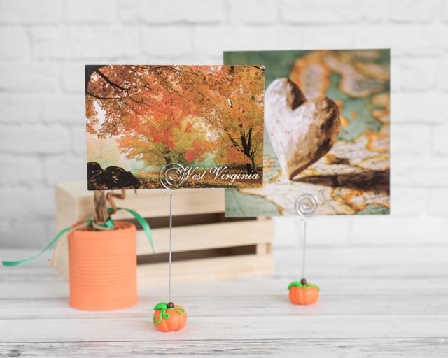 polymer clay pumpkin photo holders for fall