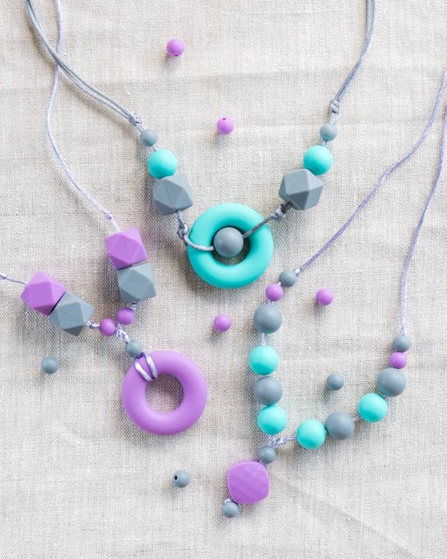 DIY silicone teething necklaces