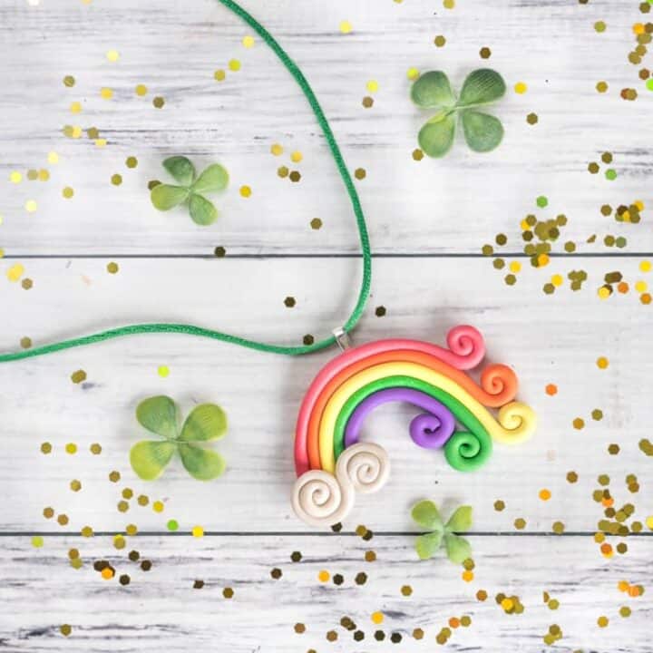St Patricks Day Rainbow Clay Earrings/ Green Rainbow
