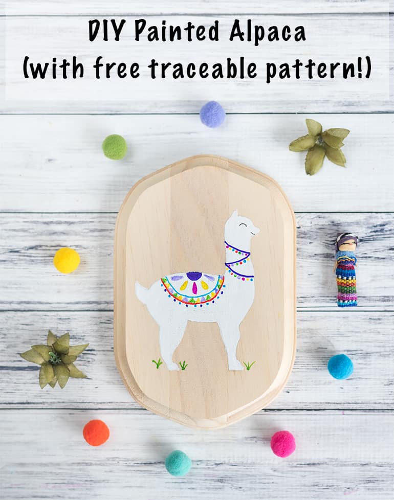 DIY painted alpaca with free traceable pattern