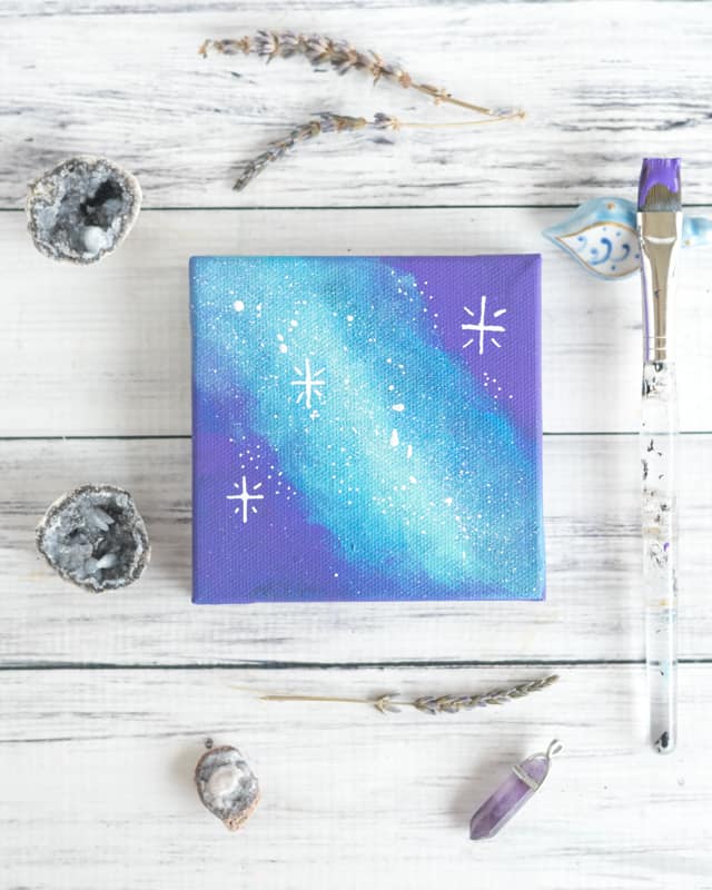 Mini galaxy art tutorial with acrylic craft paints