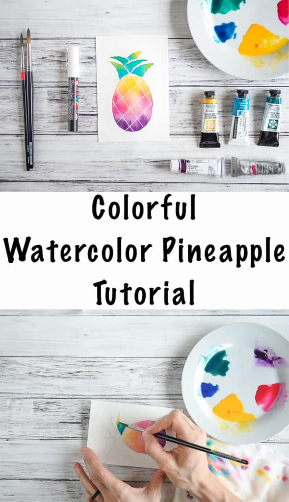 colorful watercolor pineapple tutorial