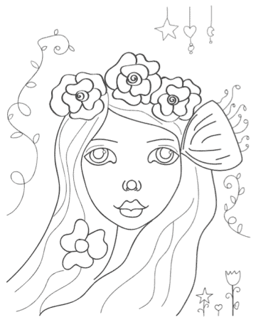 Whimsical Girl Printable Coloring Page - Whimsy Girl Coloring Page ...