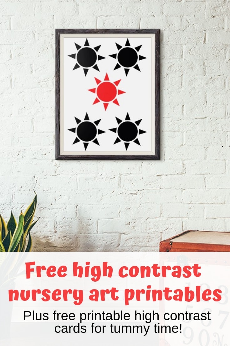 Snag these high contrast nursery art printables and free printable high contrast cards for infants