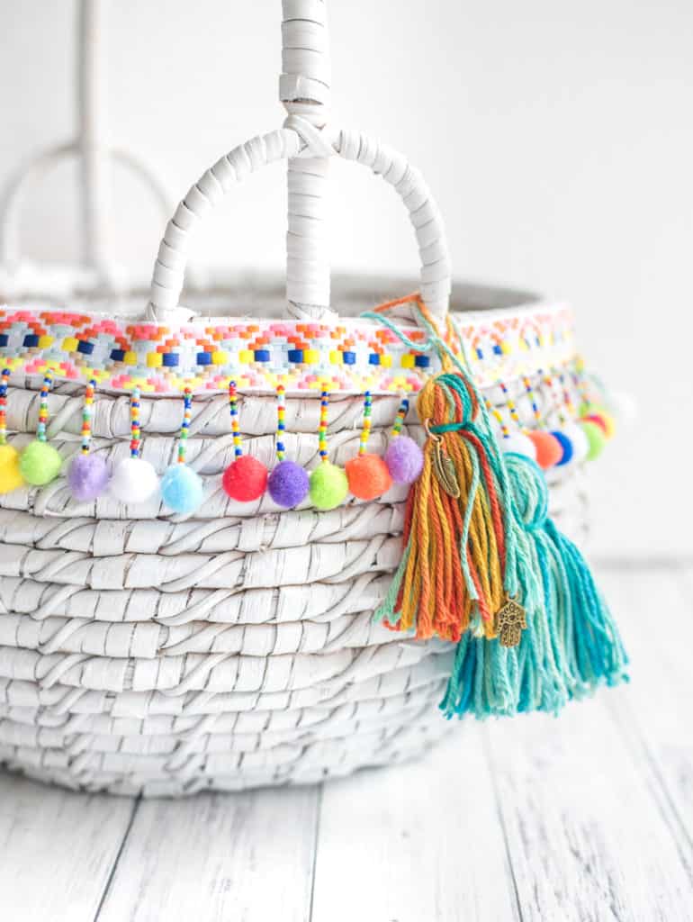 DIY boho market tote with tassels