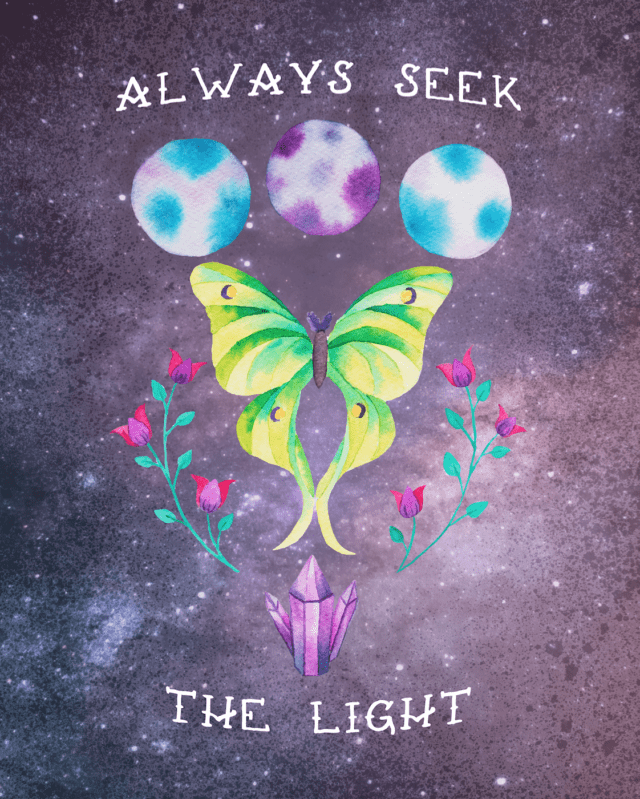 always seek the light luna moth painting