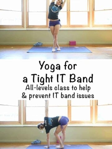 Yoga for a tight IT band. All levels free yoga class for a tight IT band. Help IT band problems or prevent them from occurring with this free yoga class!