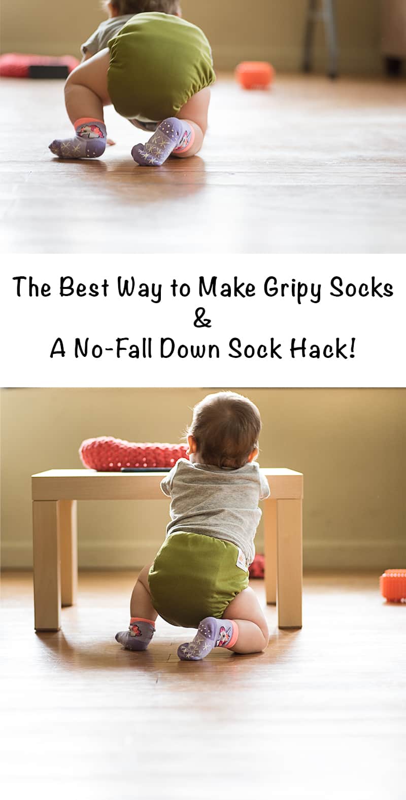 the best way to make grippy socks and a no-fall down sock hack!