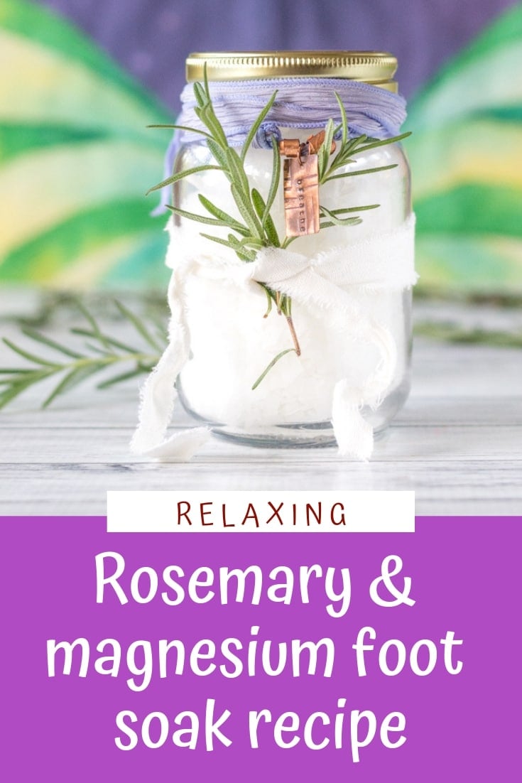 This relaxing rosemary and magnesium foot soak recipe is sooo good for aching feet!