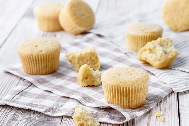 healthy vanilla cupcakes made with greek yogurt