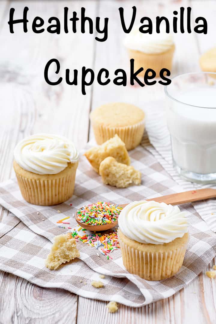 healthy vanilla cupcakes with Greek yogurt