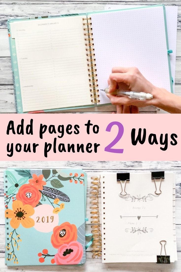 Add pages to your planner 2 ways - plus free planner printables in letter and 7x9 size! #plannerprintable #freeprintable #freeplannerprintable