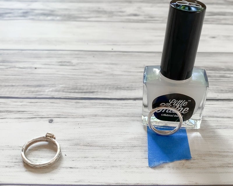 how to resize your ring with nail polish - prop ring up while it dries