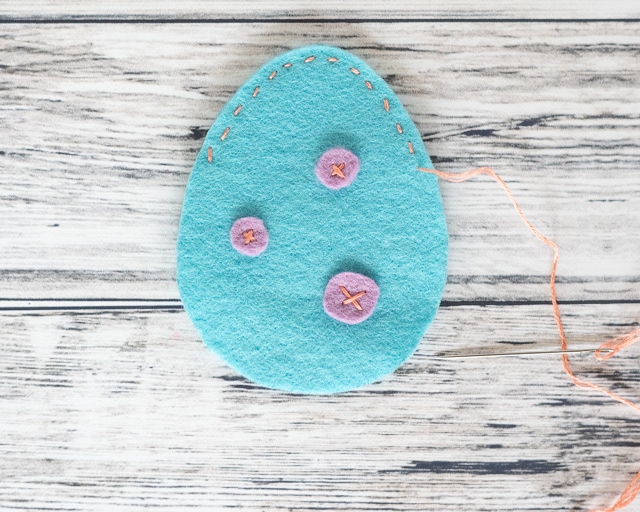 stitch around eco-friendly fillable felt egg