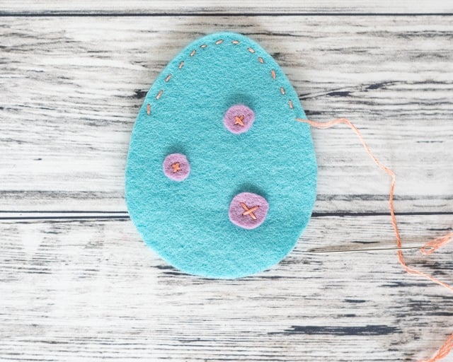 stitch around eco-friendly fillable felt egg