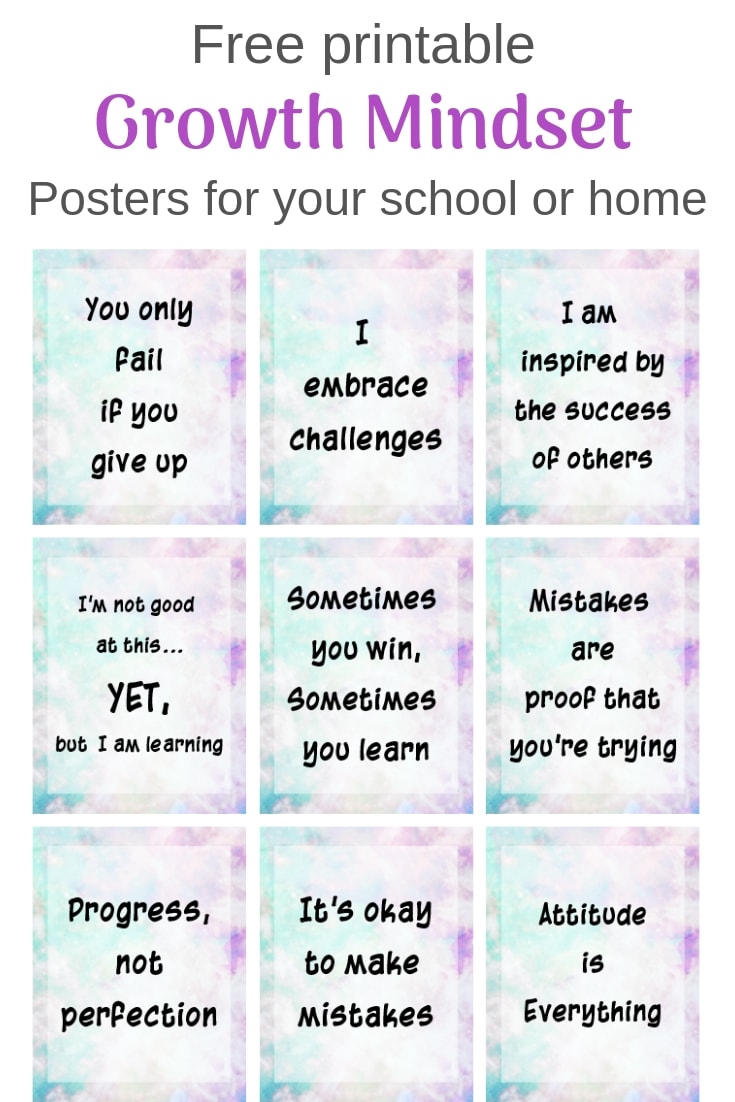 Free printable growth mindset posters for your school or home