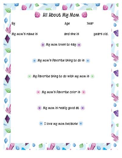 fill in the blank all about my mom printable for the mom who's a gem