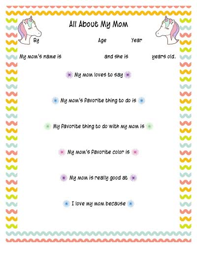 13 Free All About My Mom Printables