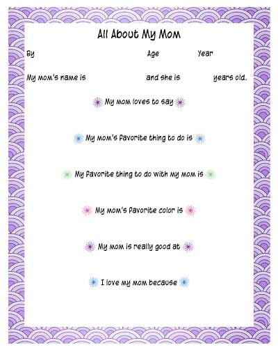 All about my Mom printable with mermaid scales