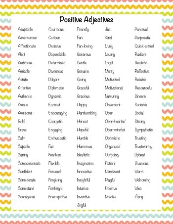 100 Positive Adjectives To Describe A Child With Free Printable Poster The Artisan Life