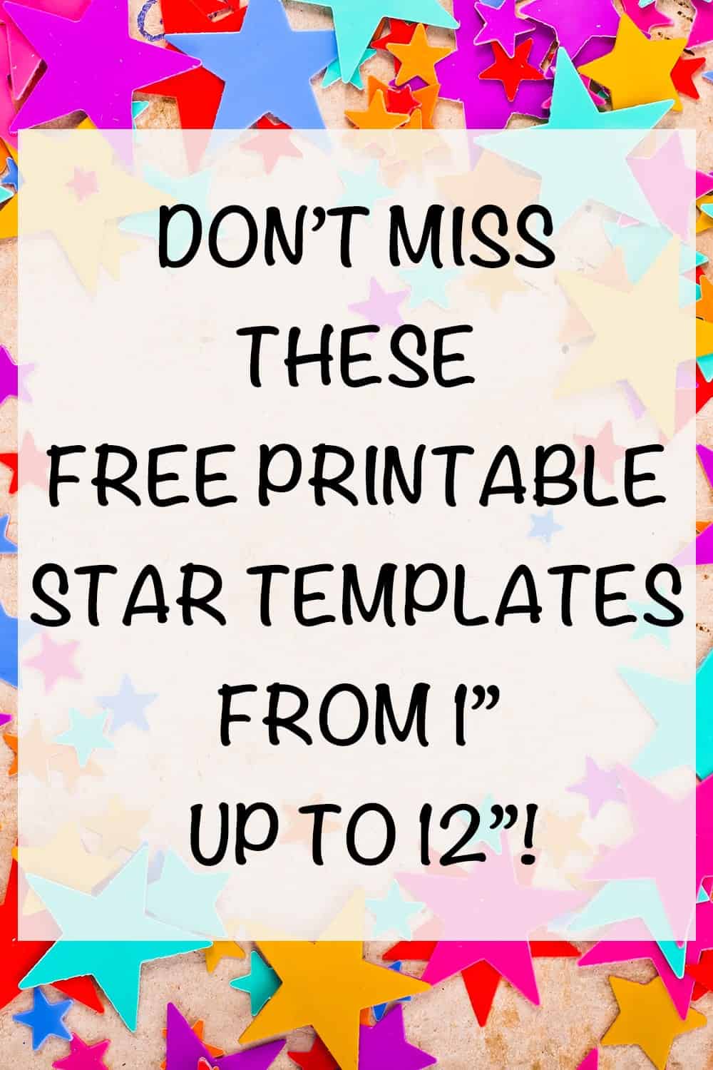 free printable star templates from 1" to 12"