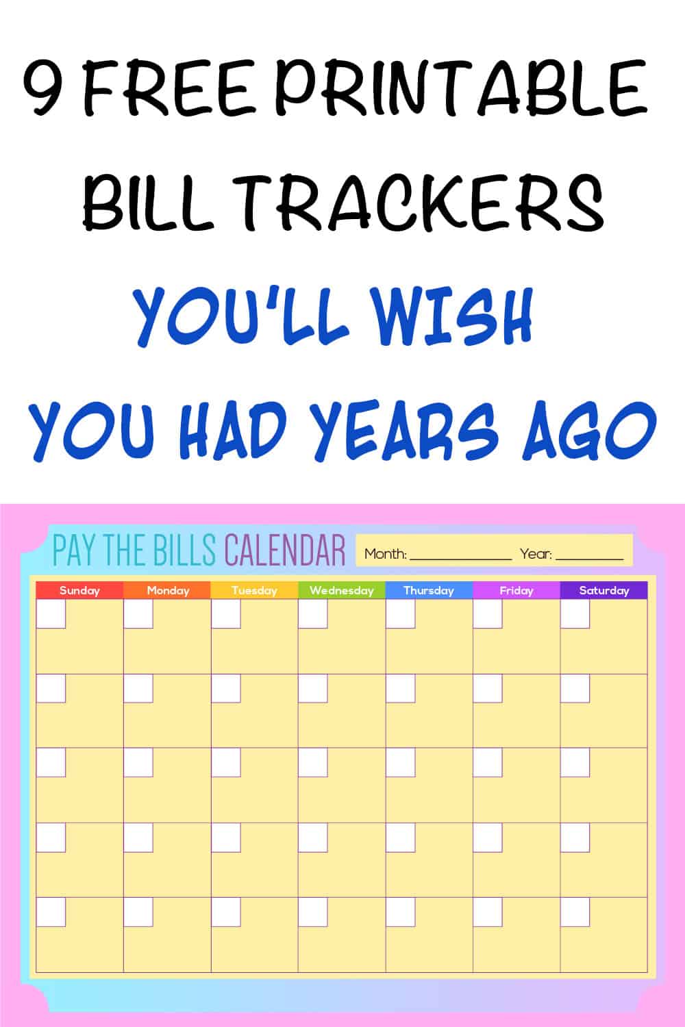 9 Printable Bill Payment Checklists And Bill Trackers
