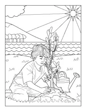 coloring-page-of-planting-trees