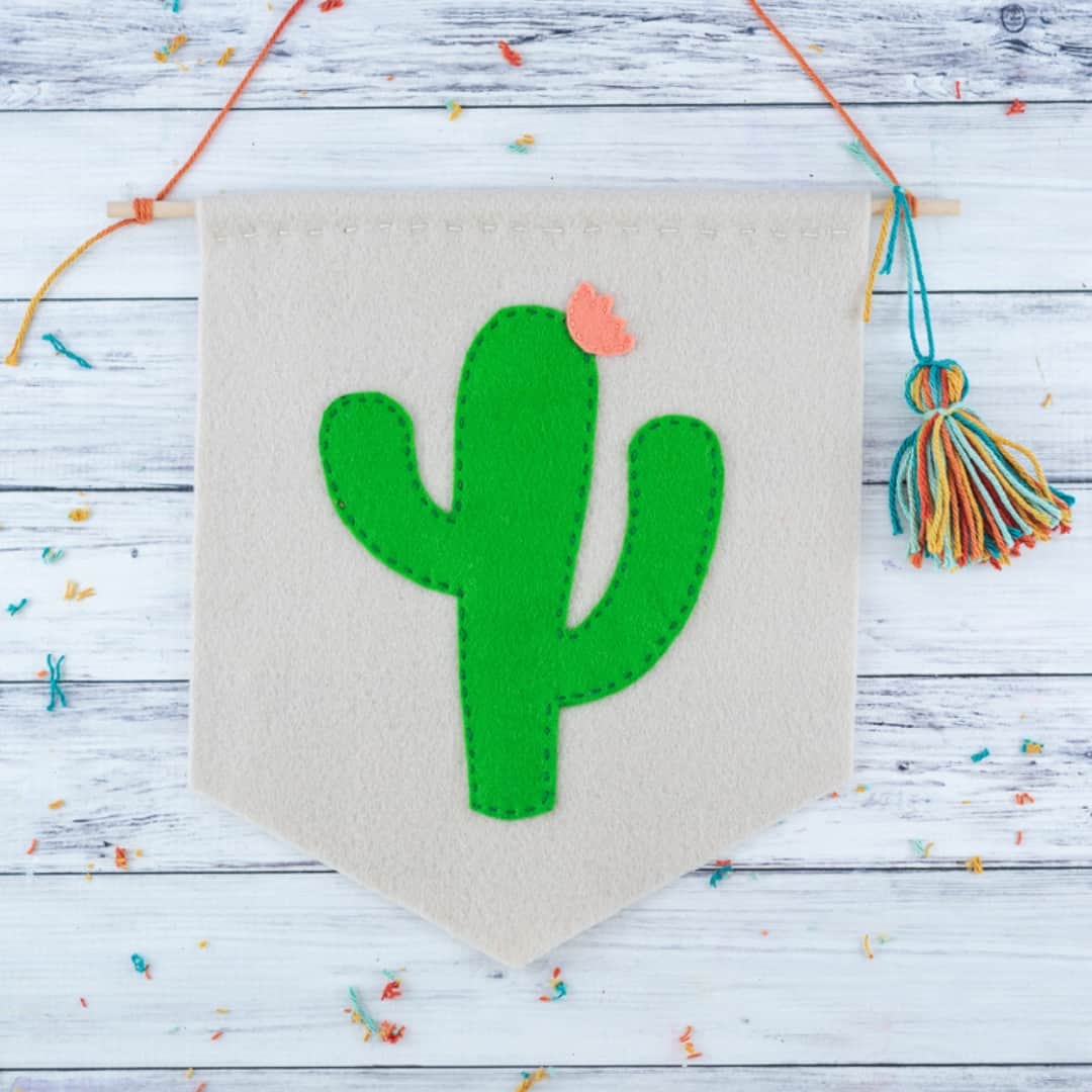 felt cactus wall hanging
