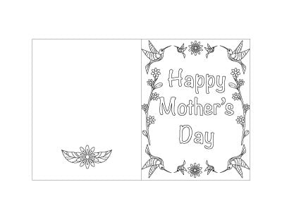 free printable Mother's Day card with hummingbirds and flowers 
