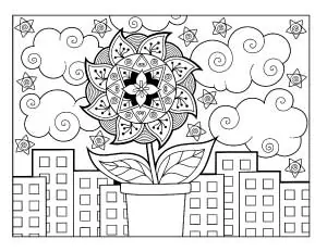 plant-growing-in-city coloring page