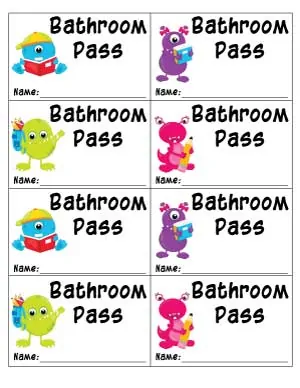 Bathroom Pass With Monsters And Space For Name.webp