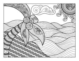 coconut palm coloring page printable