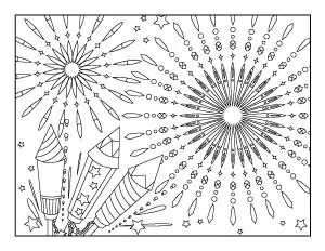 4th of july fireworks coloring page