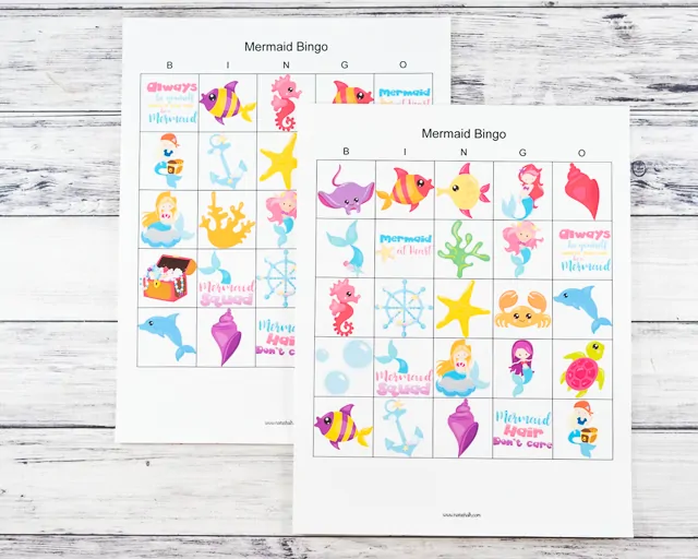 free printable 5x5 mermaid bingo cards