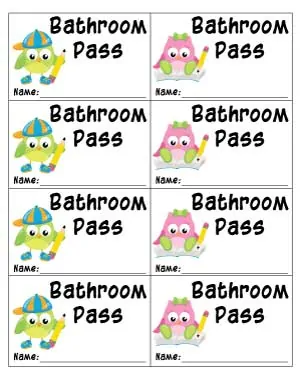 Free Printable Bathroom Pass With Owls.webp