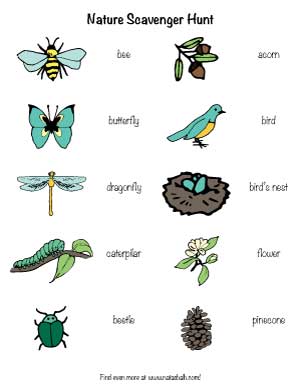 free printable nature scavenger hunt for toddlers and preschoolers