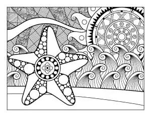 starfish-and-waves-coloring-page