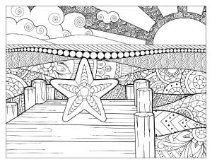 starfish-on-a-dock-coloring-page