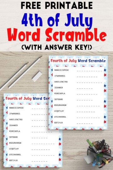 Fourth Of July Word Scramble - The Artisan Life