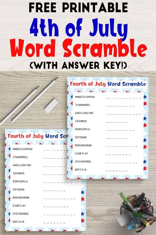 Fourth of July Word Scramble The Artisan Life