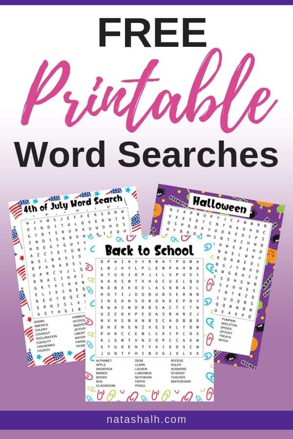 Large Printable Word Search Puzzles