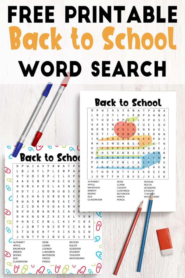 Free Printable Free Printable Back To School Word Search Answer Key 