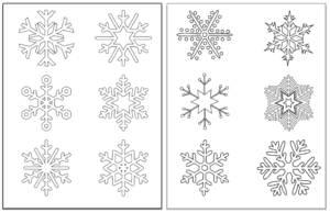 preview of 3 snowflake coloring pages