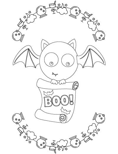 boo bat coloring page